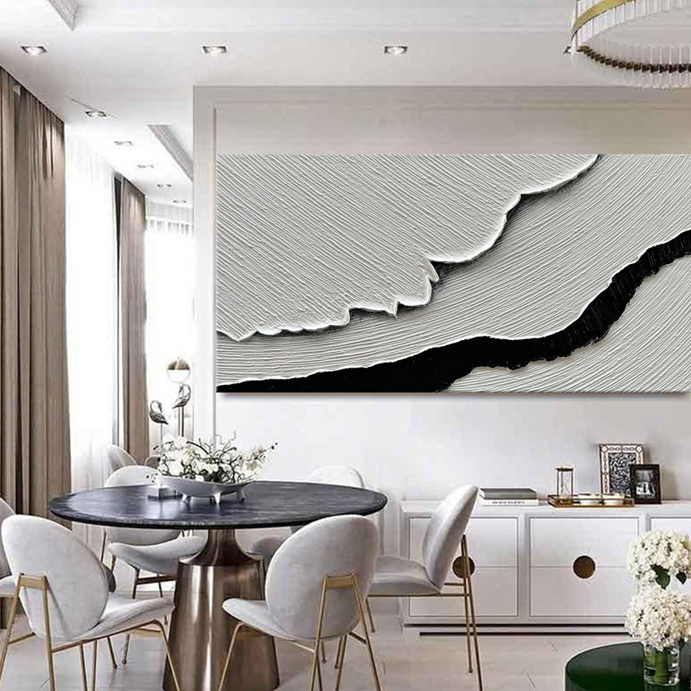 Hand Painted Black & White Sea Waves Abstract Paintings