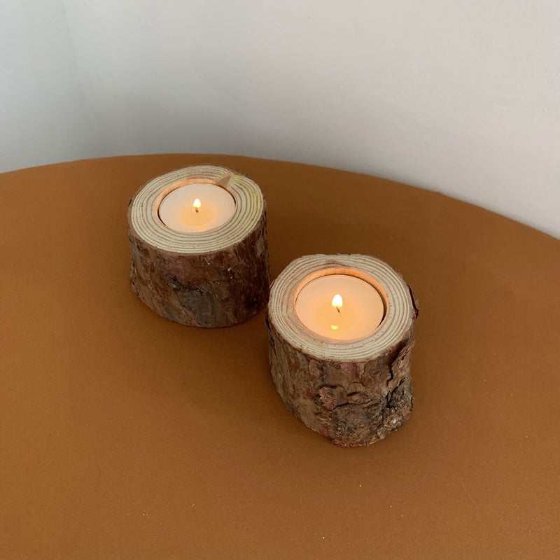 Vintage Wooden Tree Candle Holder