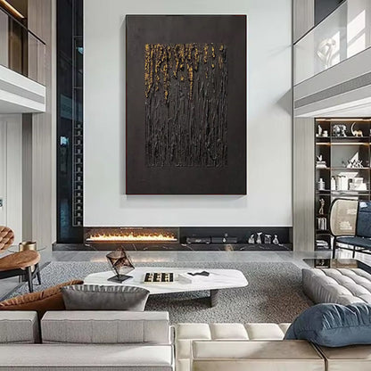 Large Black Abstract Handmade Wabi-sabi Art for Home Decor