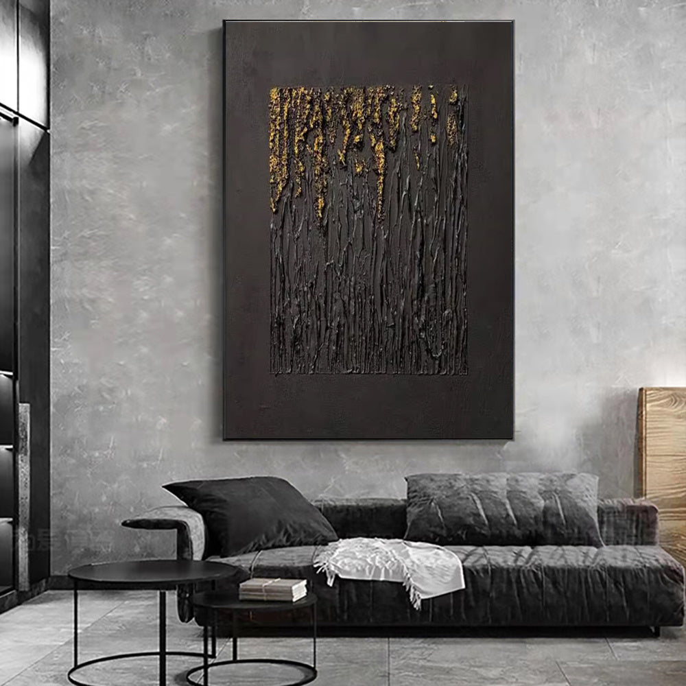 Large Black Abstract Handmade Wabi-sabi Art for Home Decor