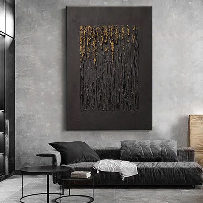 Large Black Abstract Handmade Wabi-sabi Art for Home Decor