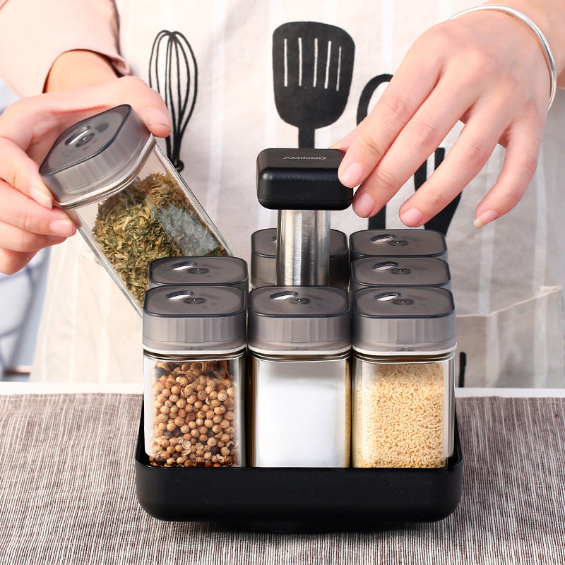 Spice Jar Glass Organizer - Kitchen Seasoning Container - Seasoning Organizer