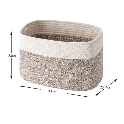 Cotton Rope Storage Basket - Decorative Rectangular Storage Basket