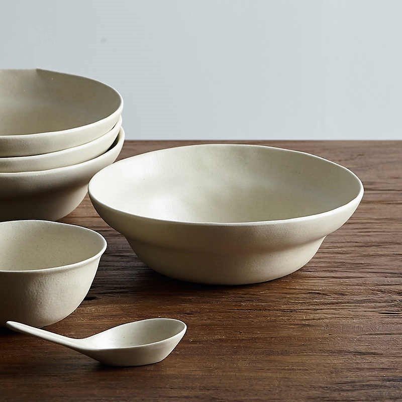 White Pottery Matte Soup Bowl - Minimal Fruit Salad Bowl