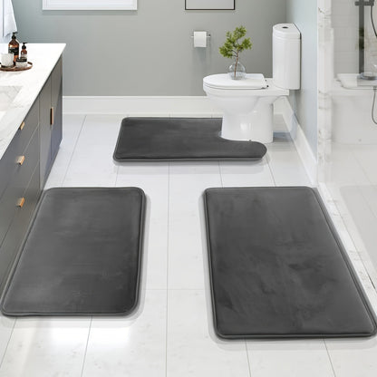 Three-piece Luxury Toilet Set - High Quality Solid Color Bathroom Mats