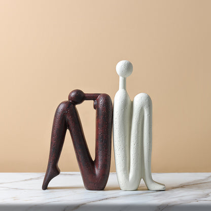 Back-to-back Stickman Home Decoration Sculpture