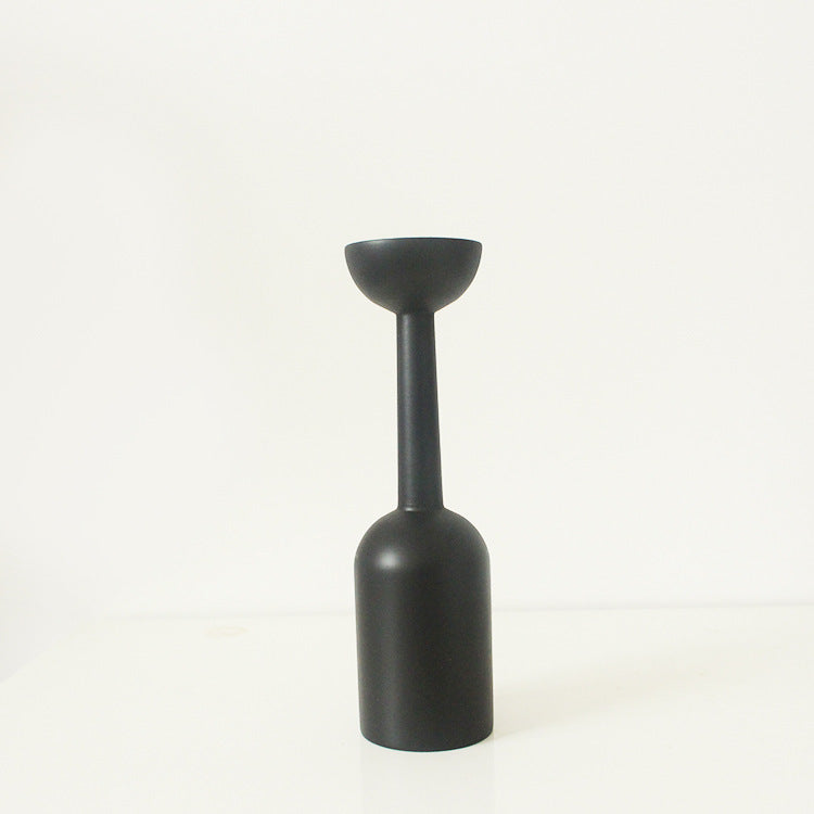 Modern simple black wooden candle holder