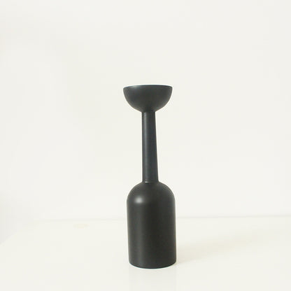 Modern simple black wooden candle holder