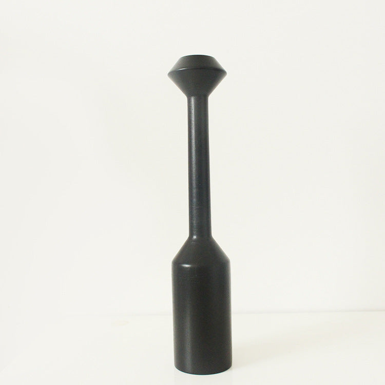 Modern simple black wooden candle holder