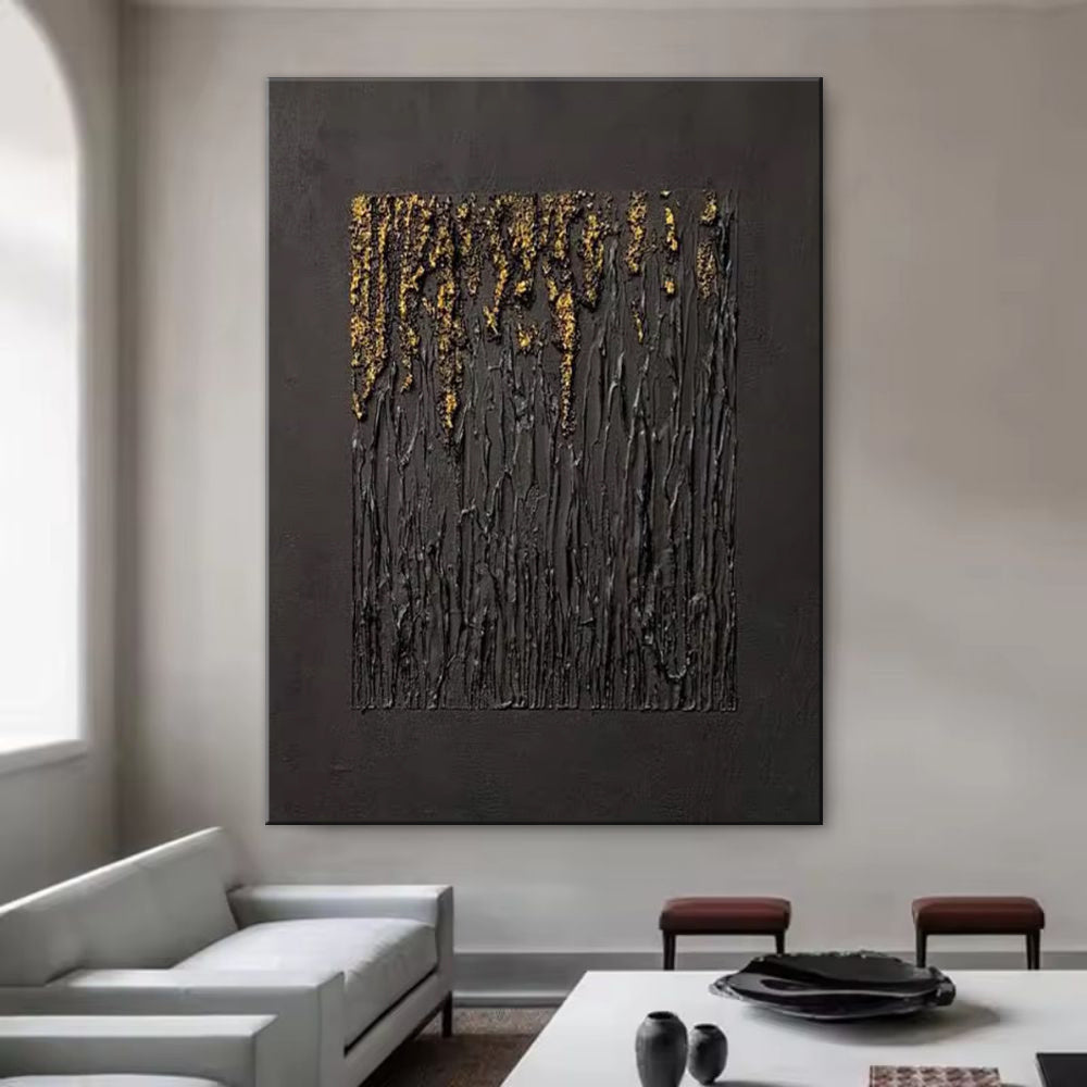 Large Black Abstract Handmade Wabi-sabi Art for Home Decor