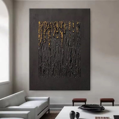 Large Black Abstract Handmade Wabi-sabi Art for Home Decor
