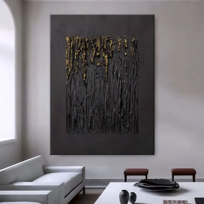 Large Black Abstract Handmade Wabi-sabi Art for Home Decor