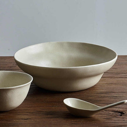 White Pottery Matte Soup Bowl - Minimal Fruit Salad Bowl