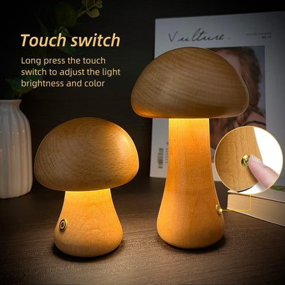 Wooden Home Decoration Mushroom Lamp