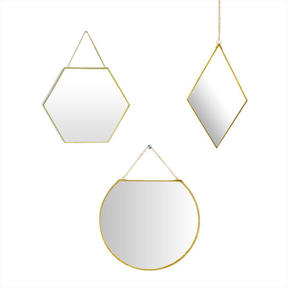 Brass Hexagonal Cosmetic Bathroom Mirror - Minimal Bathroom Decor Mirror