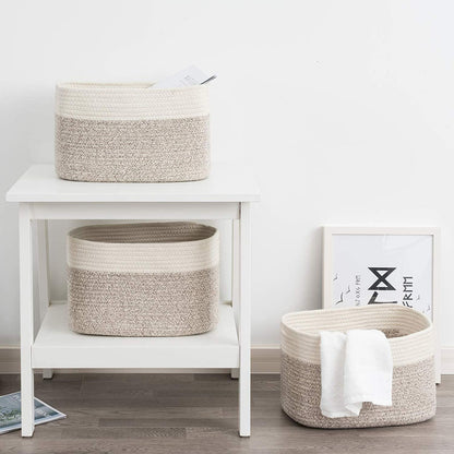 Cotton Rope Storage Basket - Decorative Rectangular Storage Basket