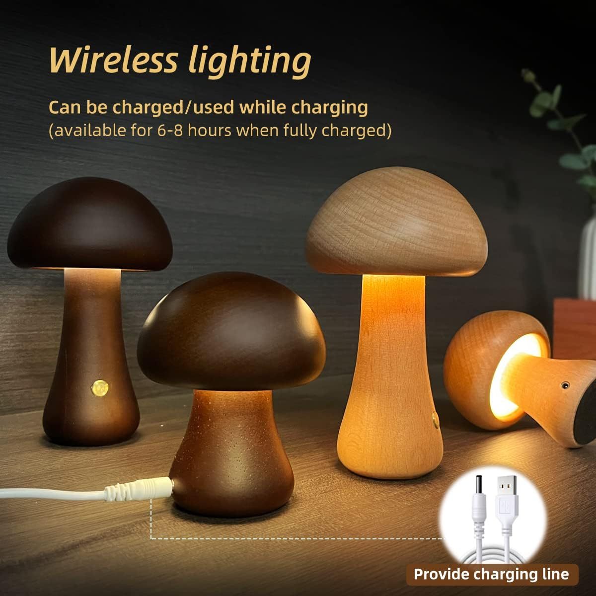 Wooden Home Decoration Mushroom Lamp