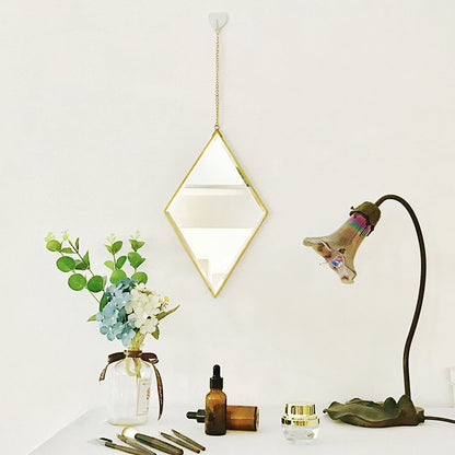 Brass Hexagonal Cosmetic Bathroom Mirror - Minimal Bathroom Decor Mirror