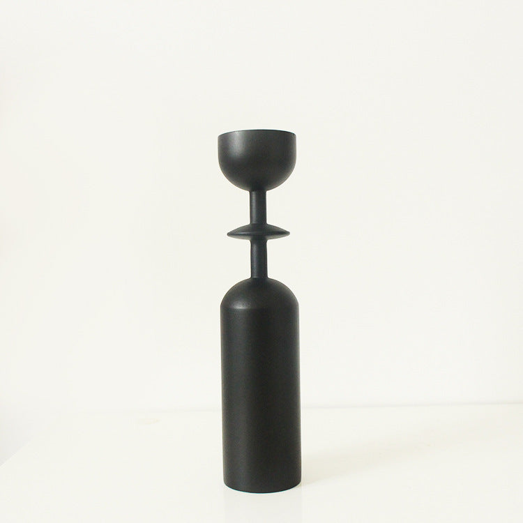 Modern simple black wooden candle holder
