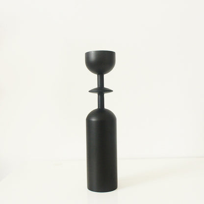 Modern simple black wooden candle holder