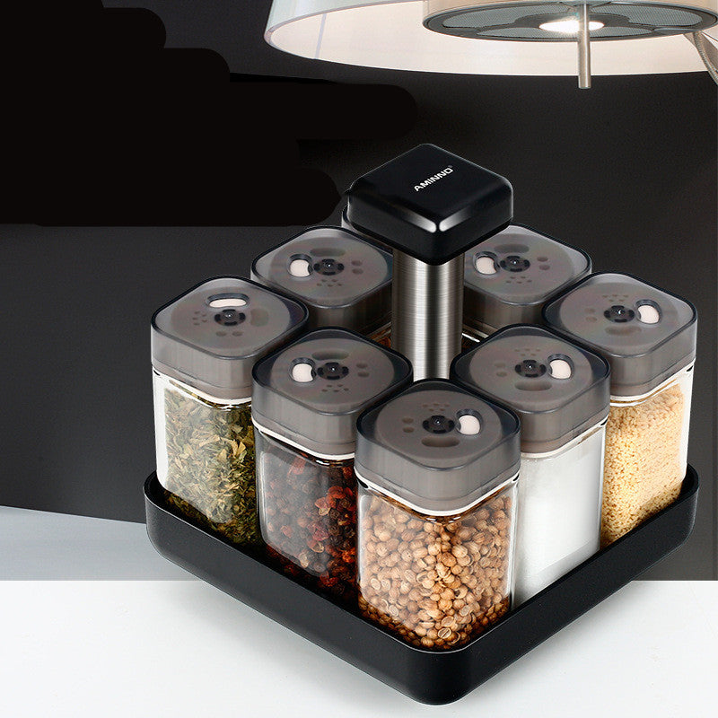 Spice Jar Glass Organizer - Kitchen Seasoning Container - Seasoning Organizer