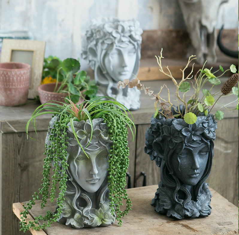 Goddess Figurine Art Resin Plant Flower Pot - Asthetic & Nordic Style Flower Pot