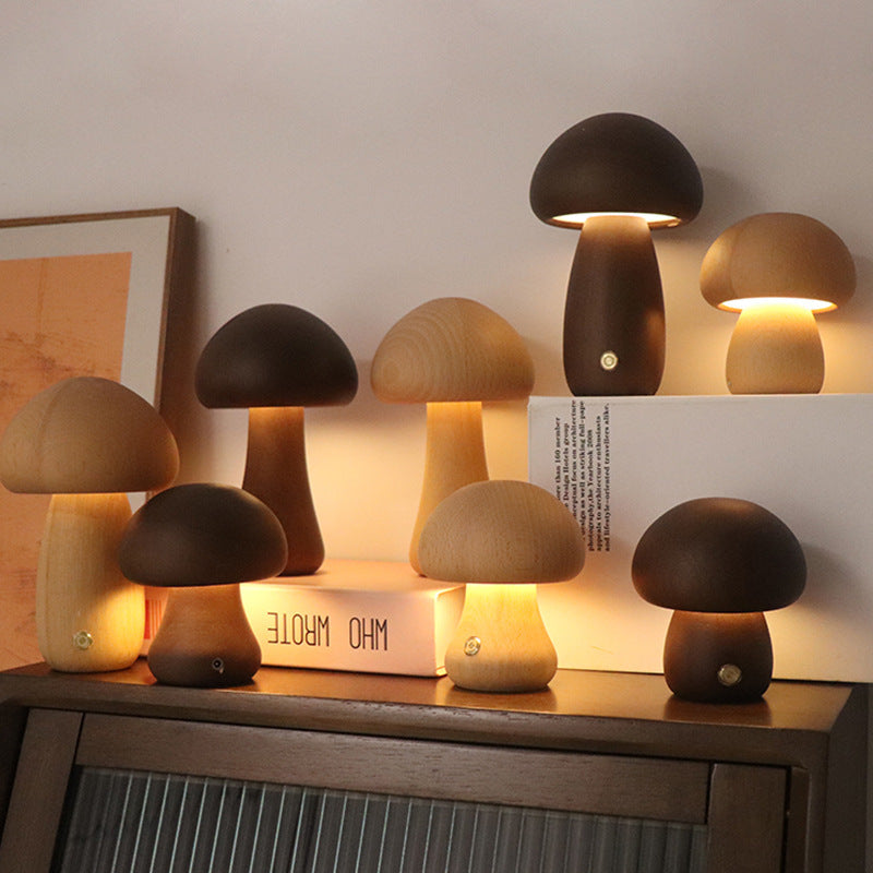Wooden Home Decoration Mushroom Lamp