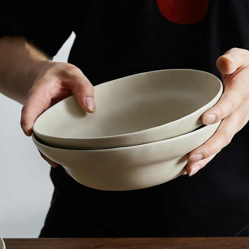 White Pottery Matte Soup Bowl - Minimal Fruit Salad Bowl