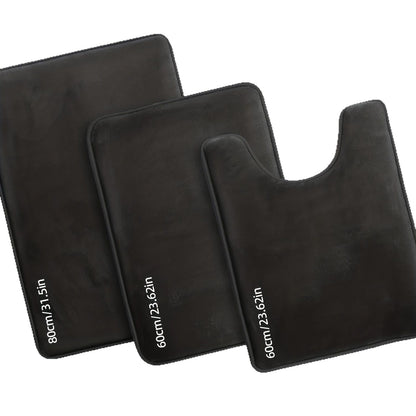 Three-piece Luxury Toilet Set - High Quality Solid Color Bathroom Mats