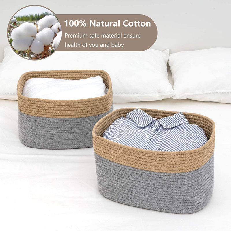 Cotton Rope Storage Basket - Decorative Rectangular Storage Basket