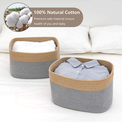 Cotton Rope Storage Basket - Decorative Rectangular Storage Basket