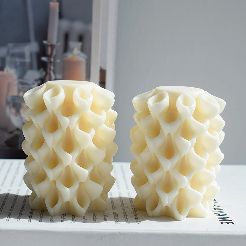 Aromatherapy Candle Mould Striped Cylinder Epoxy Plaster Decoration Geometric Cylinder