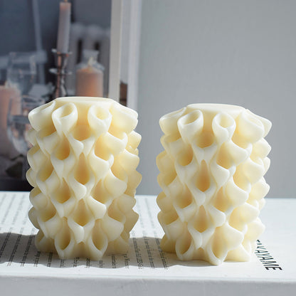 Aromatherapy Candle Mould Striped Cylinder Epoxy Plaster Decoration Geometric Cylinder