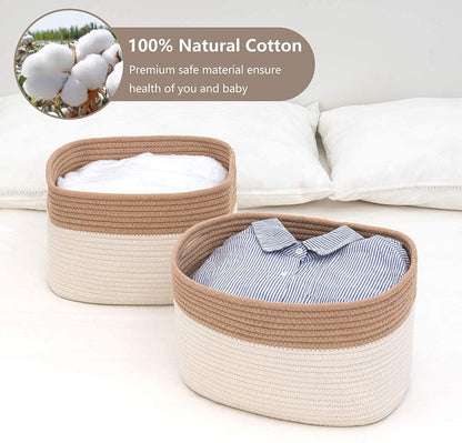 Cotton Rope Storage Basket - Decorative Rectangular Storage Basket