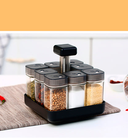 Spice Jar Glass Organizer - Kitchen Seasoning Container - Seasoning Organizer