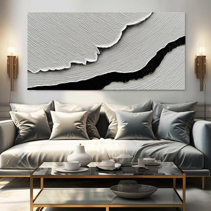 Hand Painted Black & White Sea Waves Abstract Paintings