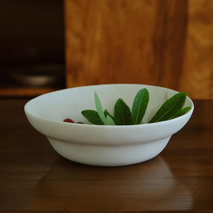 White Pottery Matte Soup Bowl - Minimal Fruit Salad Bowl