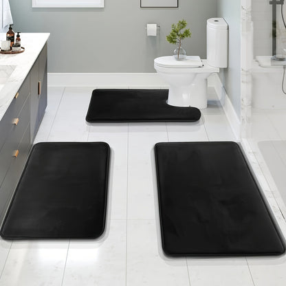 Three-piece Luxury Toilet Set - High Quality Solid Color Bathroom Mats