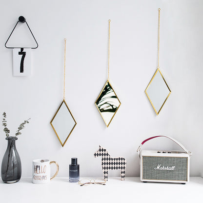 Brass Hexagonal Cosmetic Bathroom Mirror - Minimal Bathroom Decor Mirror