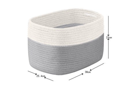 Cotton Rope Storage Basket - Decorative Rectangular Storage Basket