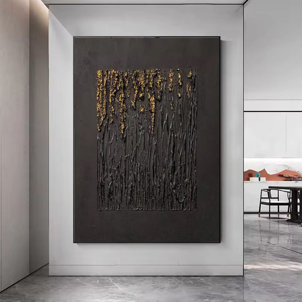 Large Black Abstract Handmade Wabi-sabi Art for Home Decor