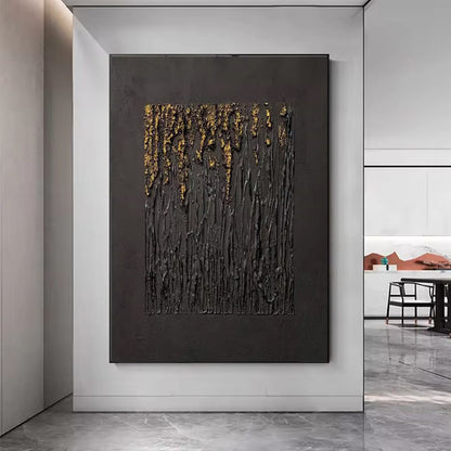 Large Black Abstract Handmade Wabi-sabi Art for Home Decor