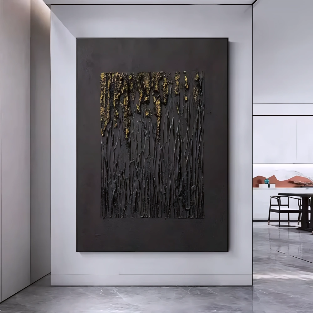 Large Black Abstract Handmade Wabi-sabi Art for Home Decor