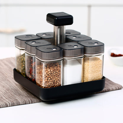 Spice Jar Glass Organizer - Kitchen Seasoning Container - Seasoning Organizer