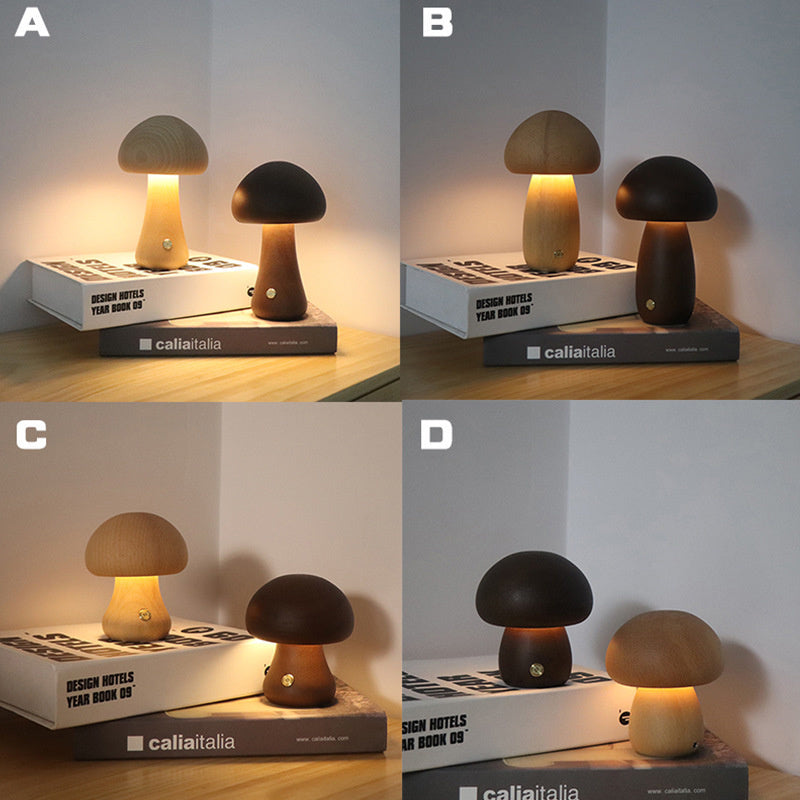 Wooden Home Decoration Mushroom Lamp