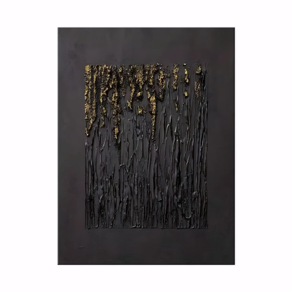 Large Black Abstract Handmade Wabi-sabi Art for Home Decor